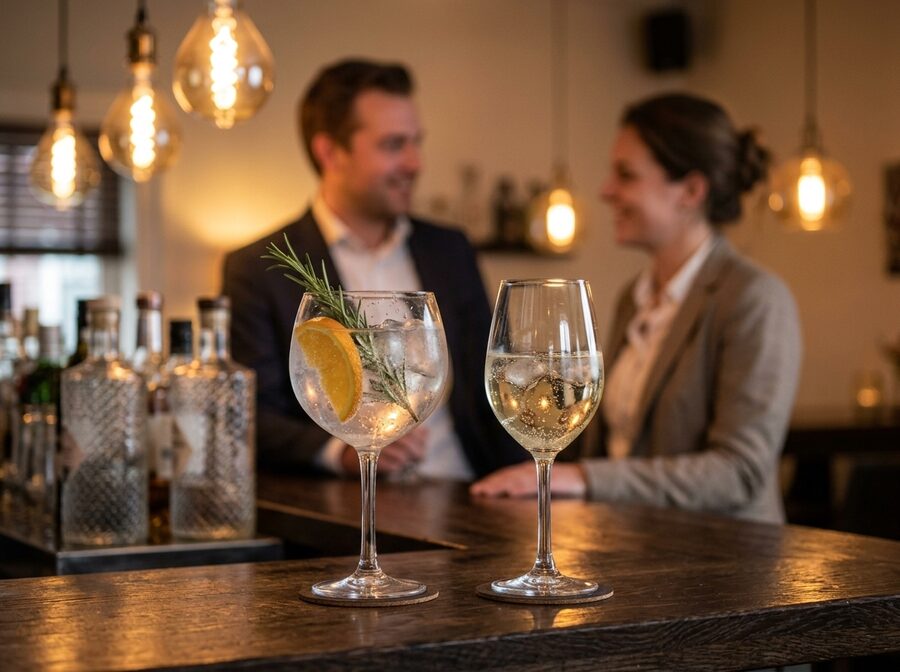 Een verzorgd drankje aan de bar tijdens een bedrijfsborrel bij De Weijenborg